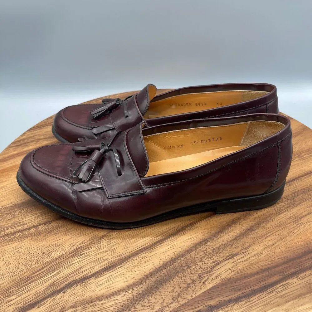 Mezlan Loafers Mens 10 W Burgundy Leather Tassels Slip On Spain Dress Shoes